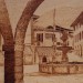 Borno La Piazza salotto negli anni venti-105x60-1994-opere-artista-pirografia-renzo-gaioni