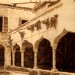 Gargnano-Il-chiostro-di-S.Francesco----35-x-27-cm-opere-artista-pirografia-renzo-gaioni